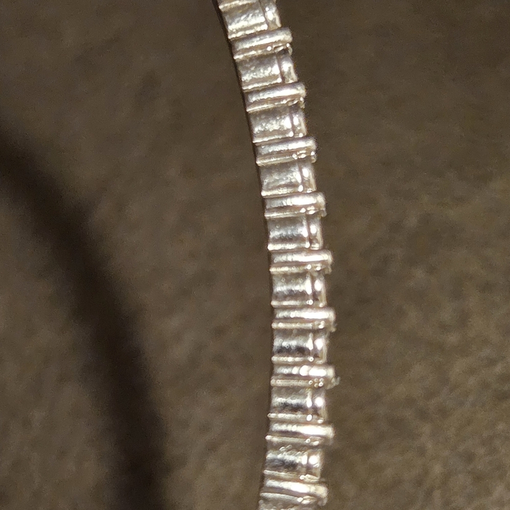 Rhodium plated sterling silver lab created diamond Bangle bracelet - Picture 3 of 10